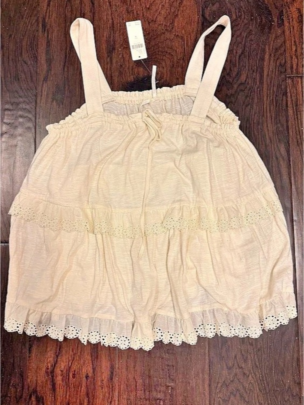 Anthropologie Ruffled Eyelet Tank Lace Trim Camisole in Cream